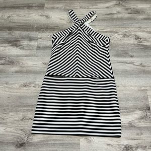 Trina Turk Black & White Striped Crisscross Dress – Size 2